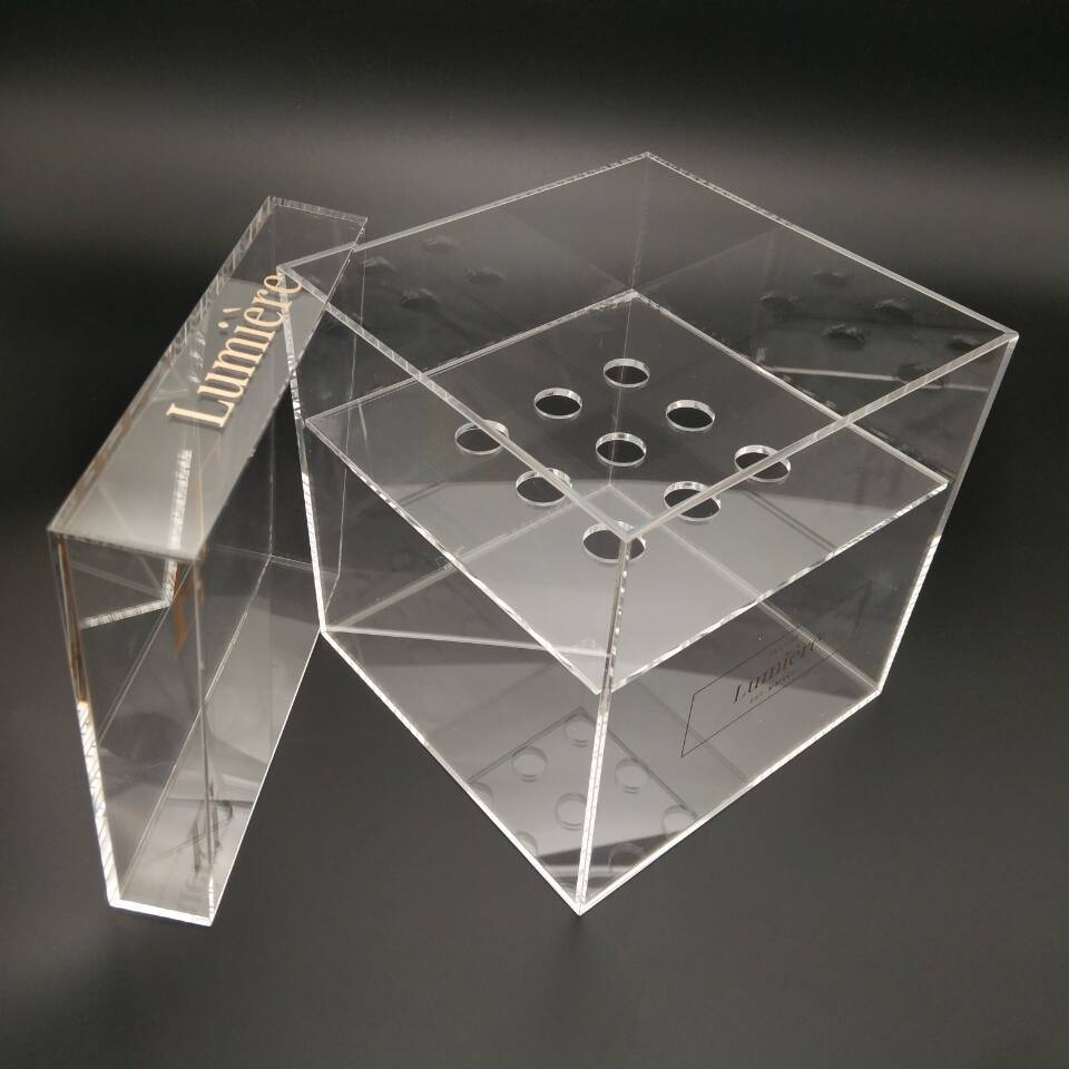 水晶圆形花盒方形带盖保鲜9朵玫瑰鲜花礼盒亚克力永生透明鲜花盒