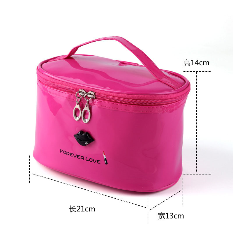 镜面革圆桶化妆包尺寸:21*13*14cm