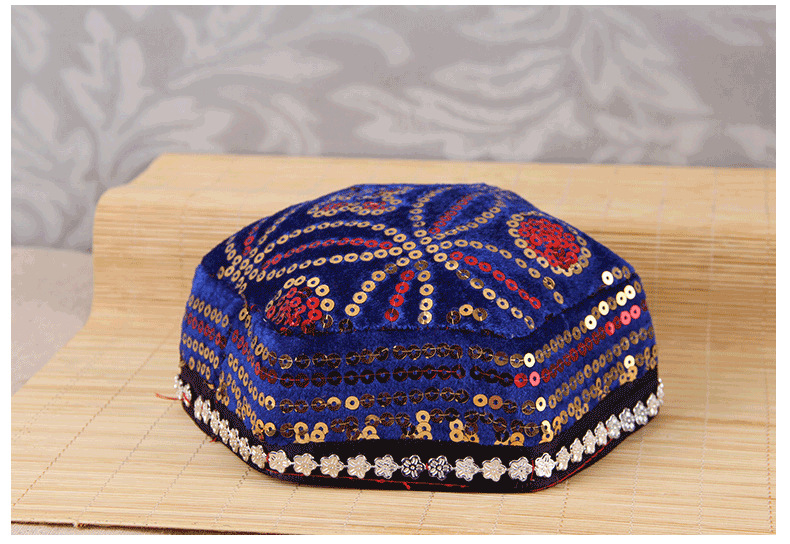 新疆舞蹈服配件新疆帽小花帽维族帽子六角帽六一儿童舞蹈演出帽子