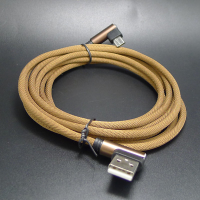 跨境外贸爆款 2米micro双弯头数据线 l形90度直角线 手游数据线