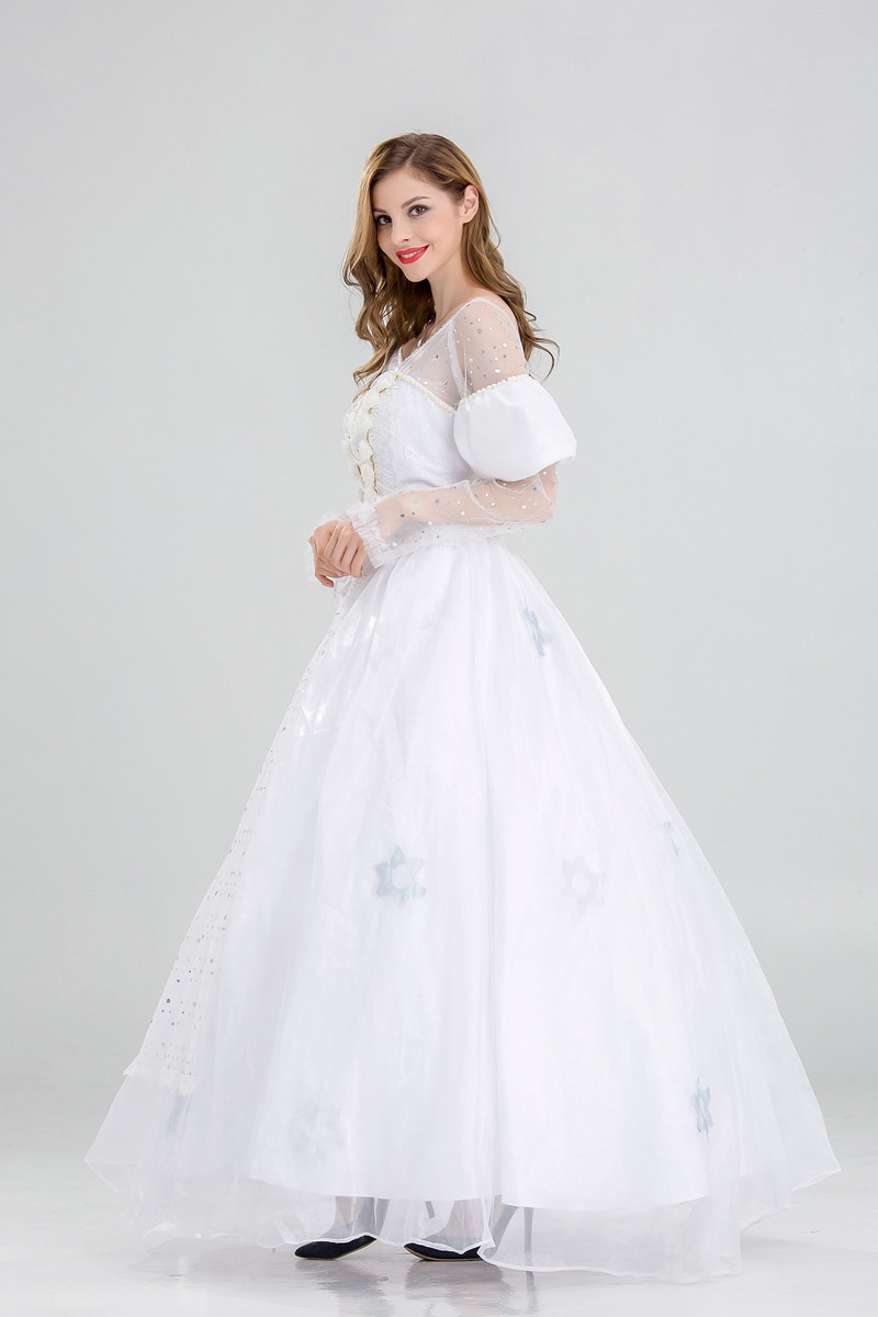 爱丽丝梦游仙境白皇后cosplay公主裙 原创网纱白色长裙万圣节女装