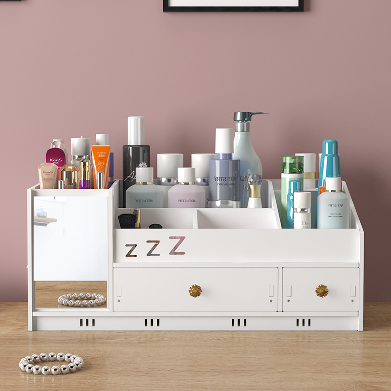 Desktop Skin Care Products Finishing Box Dormitory Dressing Table Mirror Multi-Grid Lipstick Stand Home Makeup Storage Box Drawer Type