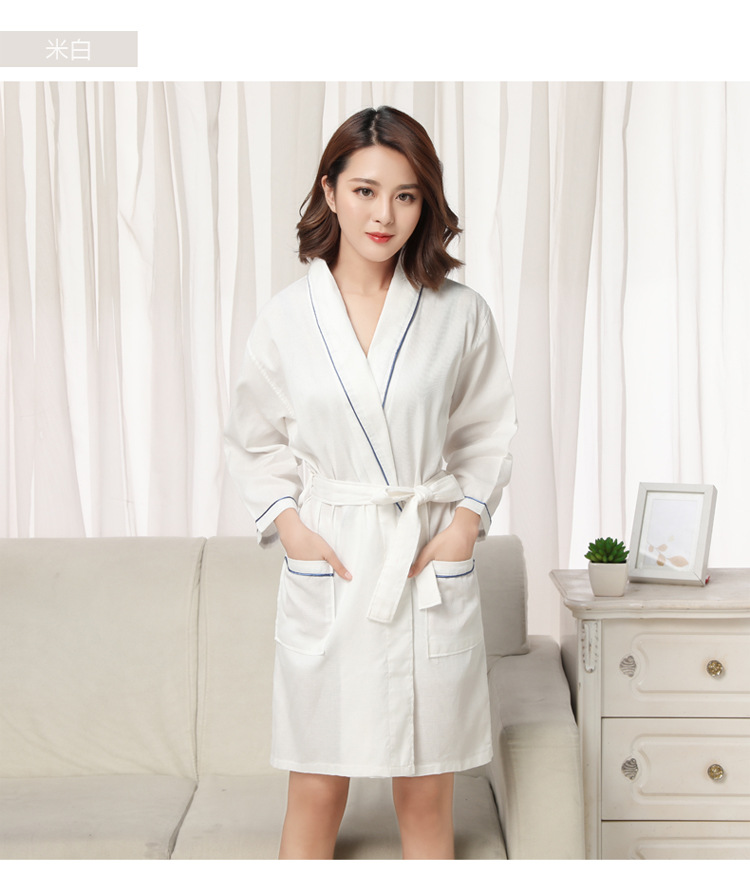 纯棉华夫格浴袍酒店宾馆客房专用男女士吸水浴衣夏季薄款睡袍批发