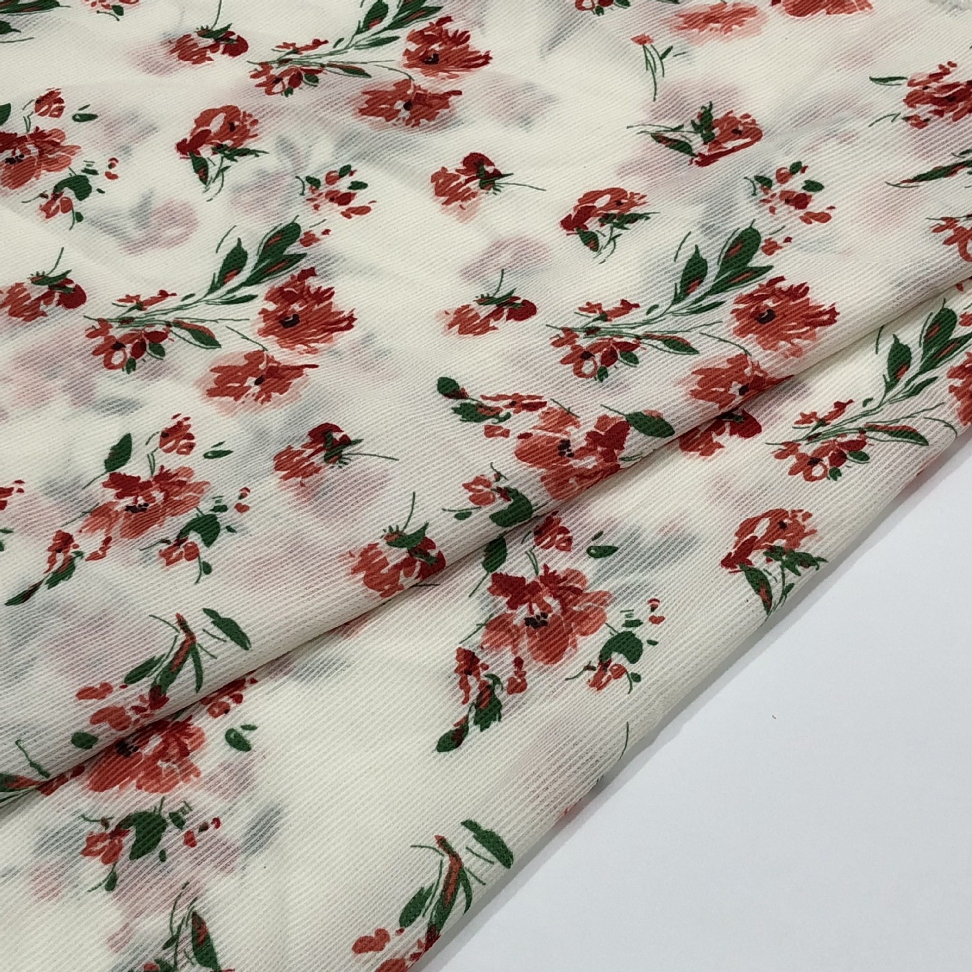 广州中大印花 雪纺碎花 新花雪纺泡泡牙签条面料 春夏女装服装用