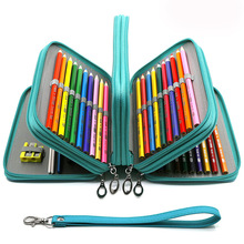 亚马逊跨境热销 美术收纳笔袋 72孔PU彩色铅笔袋 工厂批发笔袋