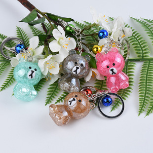 现货供应 塑料外壳填充珠珠小熊挂件 手机挂件 四色可选