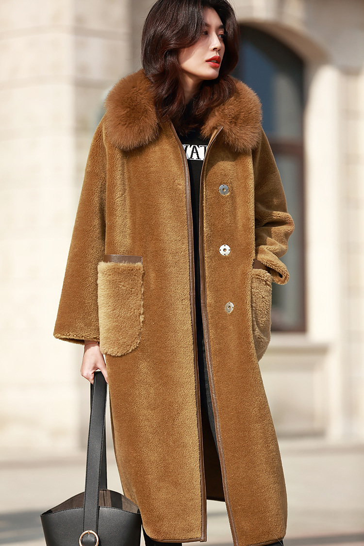 冬季新款羊毛保暖颗粒皮草羊剪绒大衣