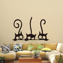 精雕创意三只搞怪小猫墙贴 客厅电视墙儿童卧室装饰贴纸自粘YW338
