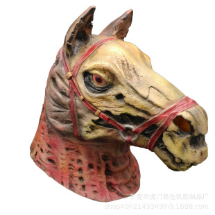爆款万圣节恐怖丧尸马头面具动物头套犬马君牛头马面西部牛仔批发