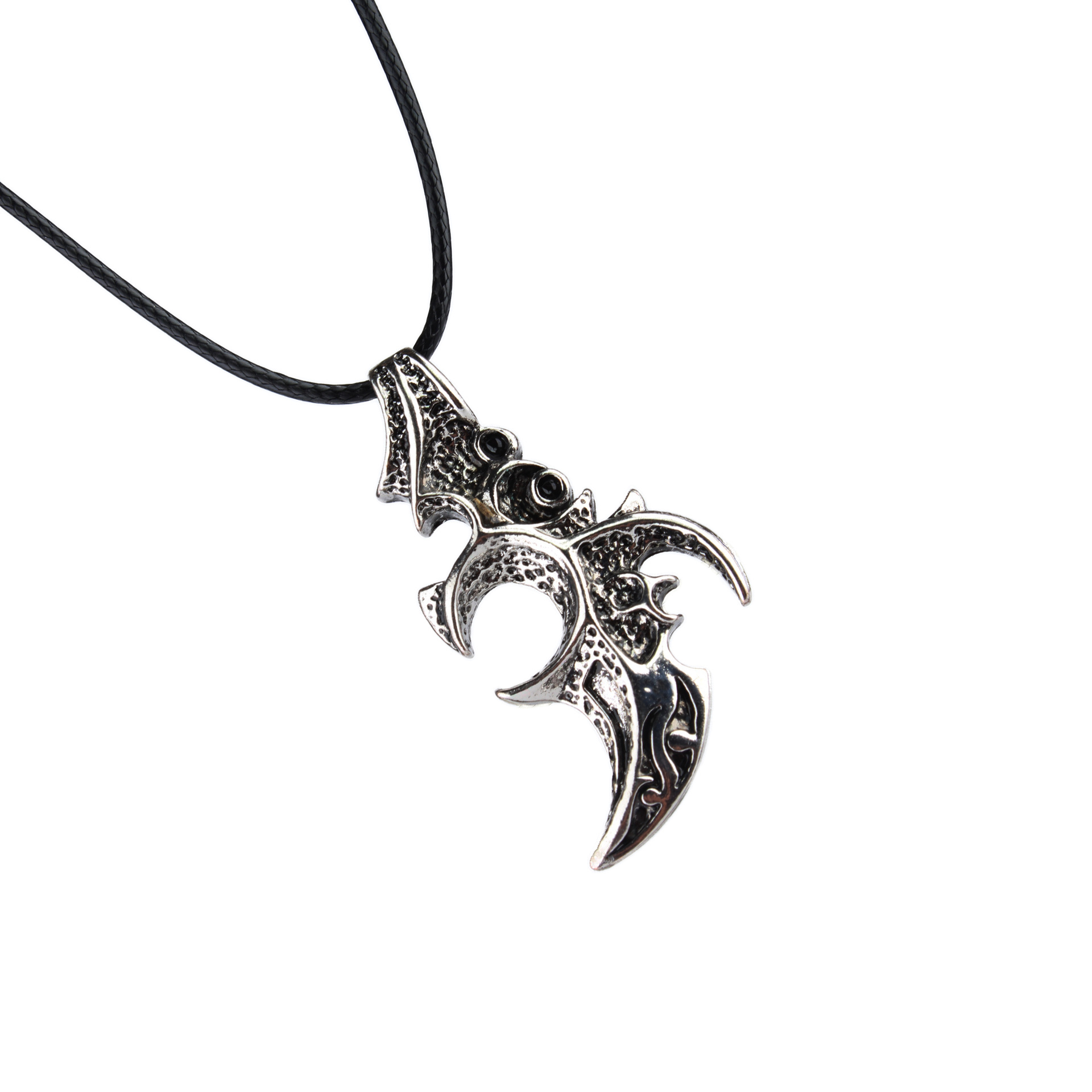 欧美维京人北欧神话合金图腾镰刀吊坠项链 个性男士海盗皮绳挂饰