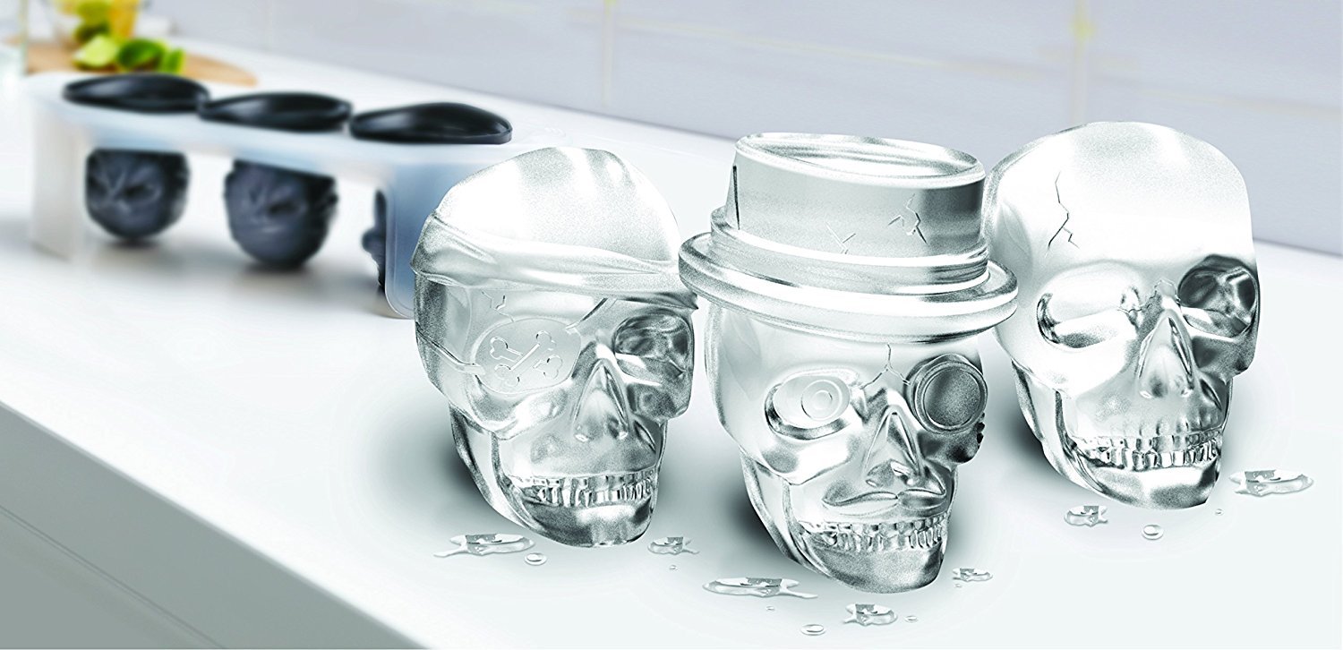 创意骨头造型塑胶加硅胶骷髅头冰格 skull ice molds (set of 3)