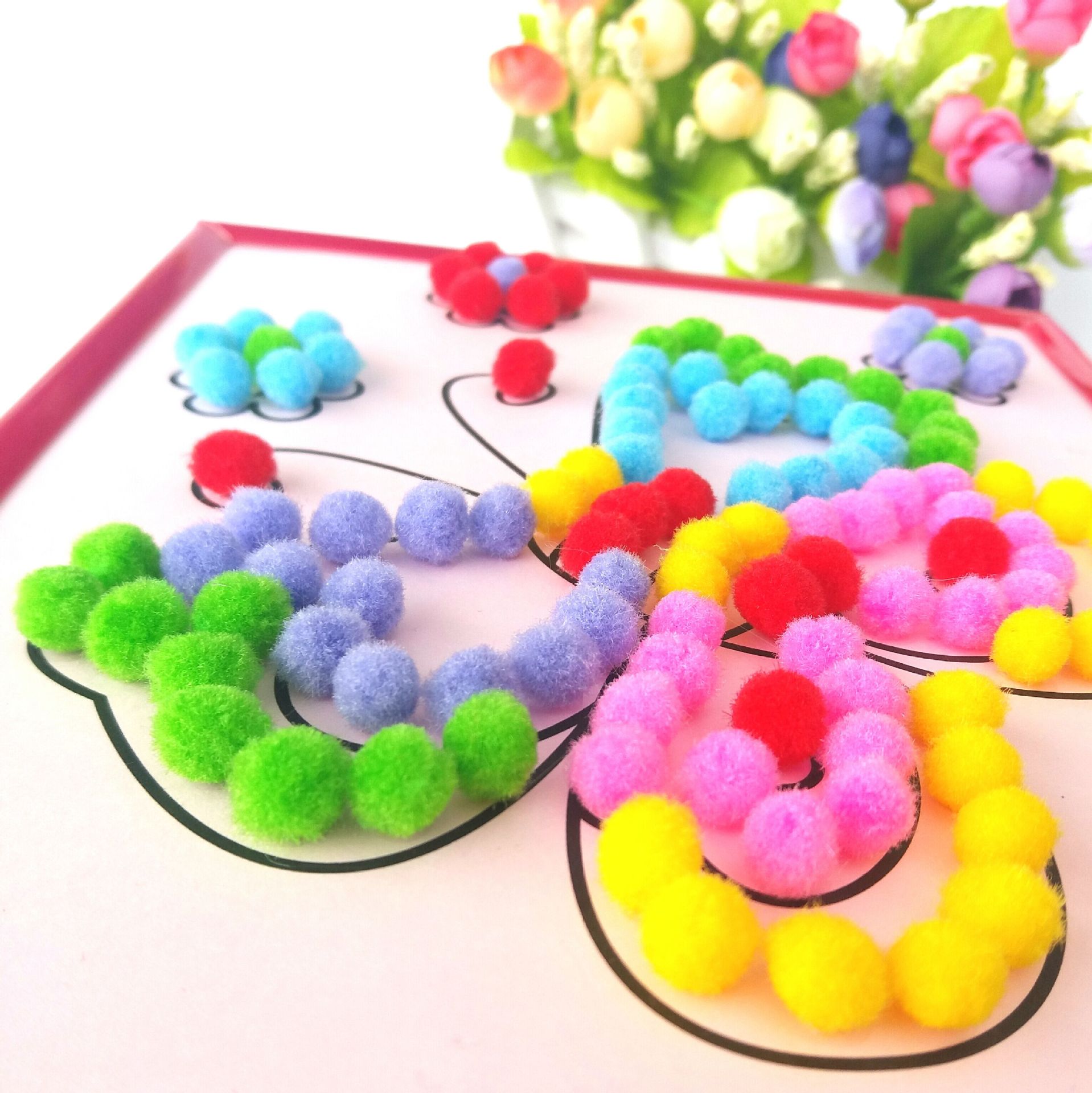 吸卡毛绒球贴画儿童diy手工亲子活动制作幼儿园美劳用品