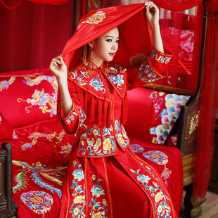 秀禾服批发中式婚礼服礼服复古新娘龙凤褂2018秋冬婚纱修身秀和服