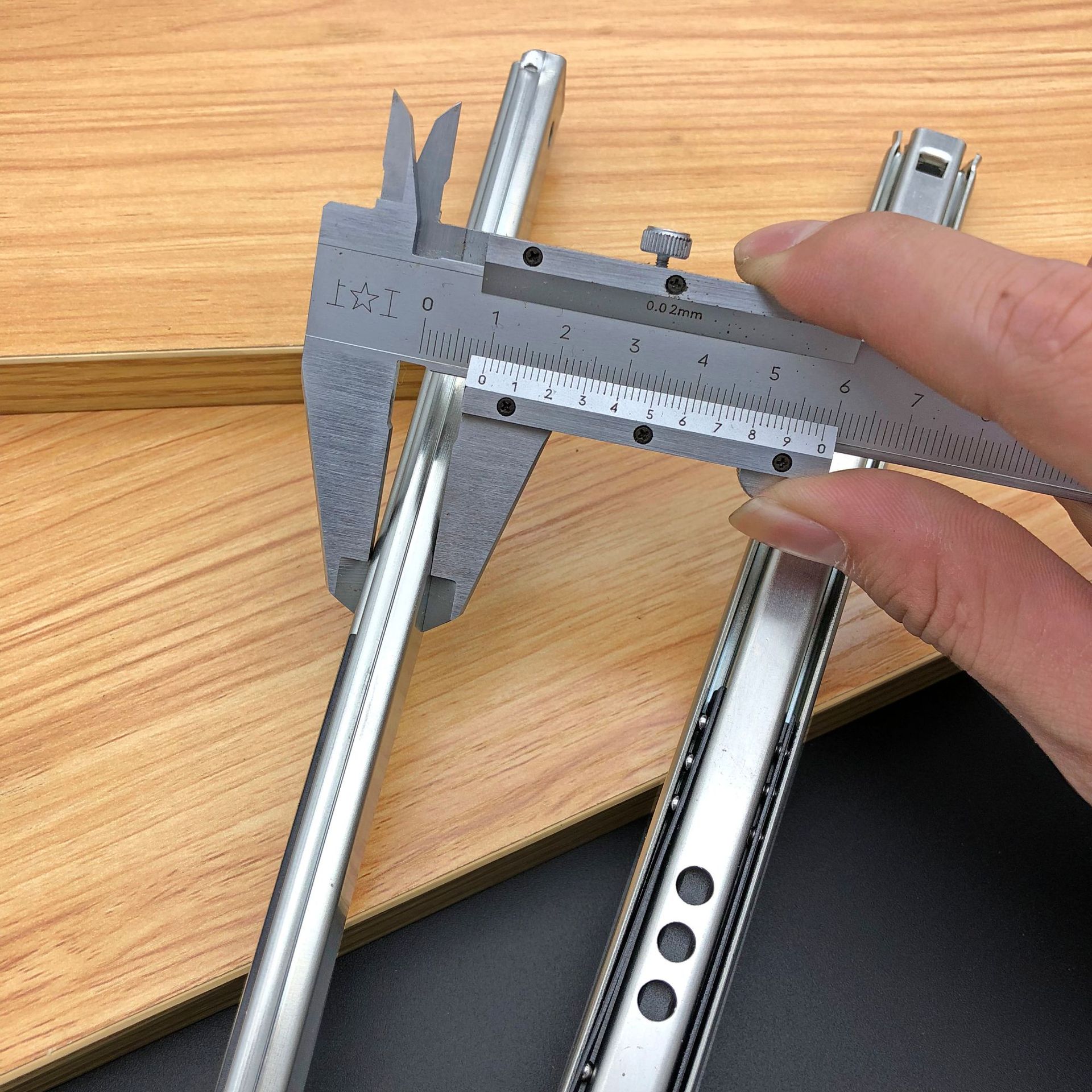 17mm宽二节导轨两节全拉出抽拉双向滑轨抽屉钢珠滑道窄板双拉轨道