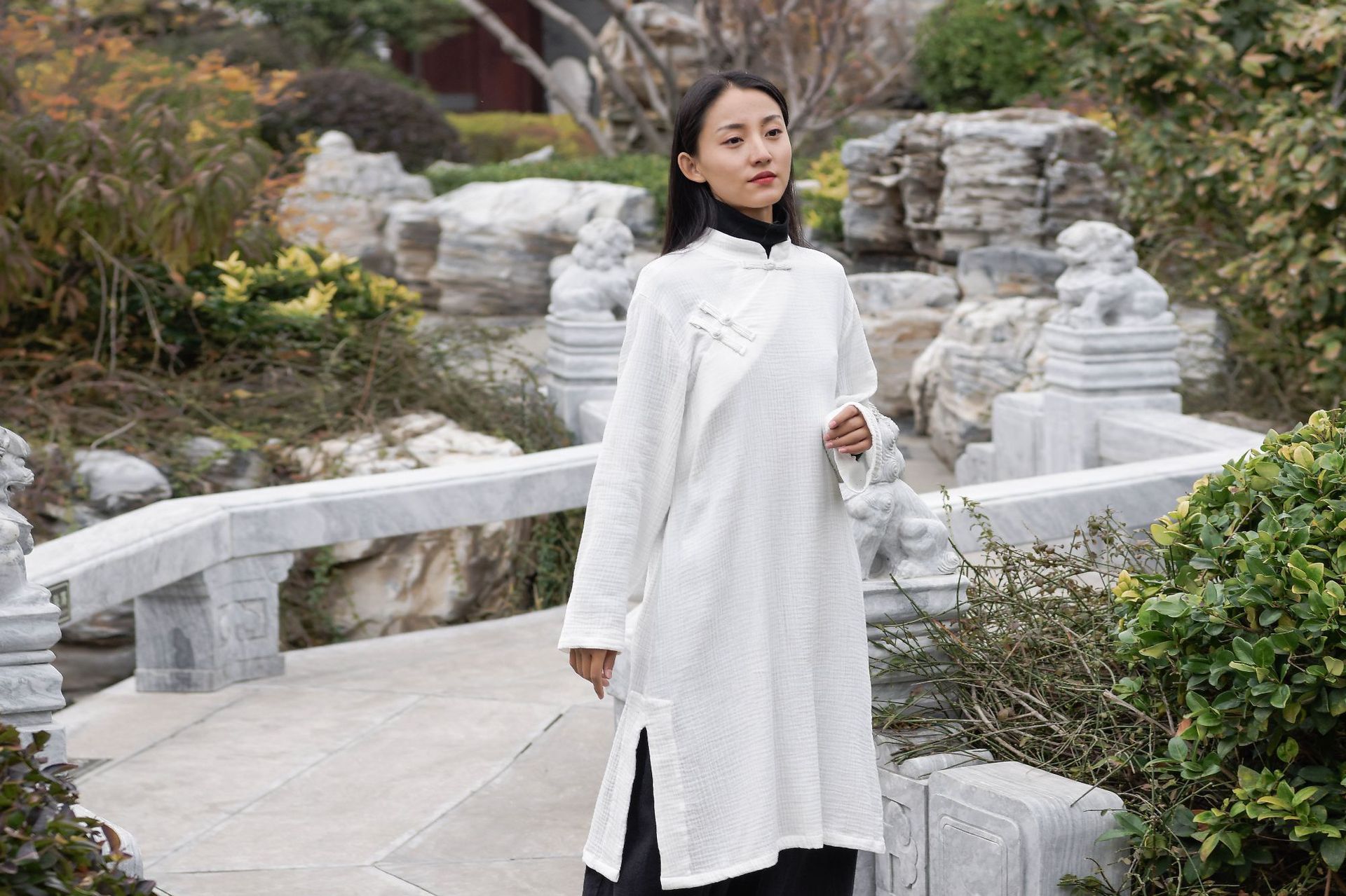 新款中长棉麻手工盘扣长袍民国风旗袍文艺连衣裙女装中式斜襟纯棉