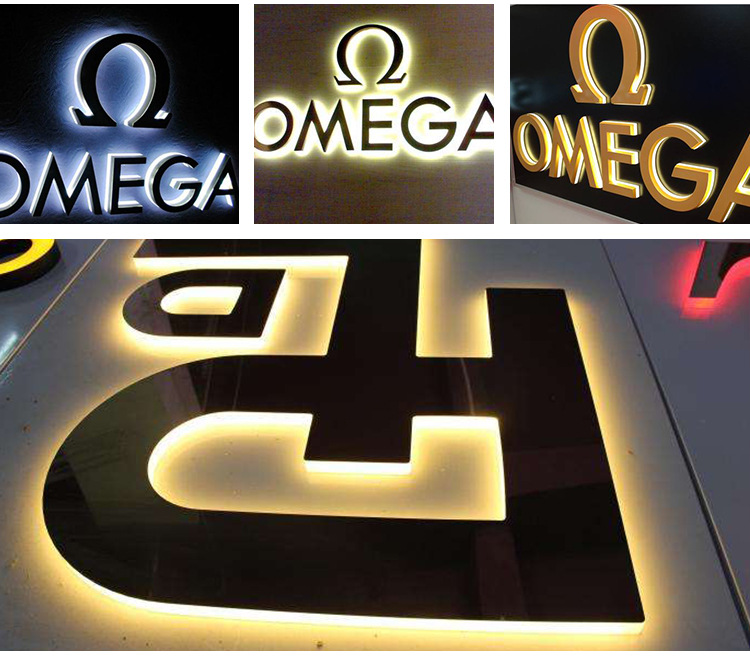 定制led门头不锈钢发光字水晶背发光门头招牌字精品黑钛金广告牌