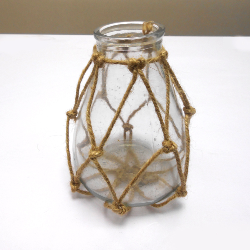 麻绳花篮编织工艺品玻璃瓶网兜 手工棉线酒坛兜吊兜装饰网兜吊篮