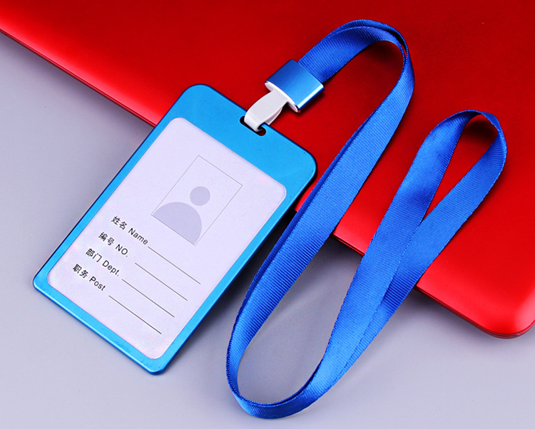 大号铝合金工作牌金属胸牌卡套7*10铝合金卡套工牌定制挂绳印logo