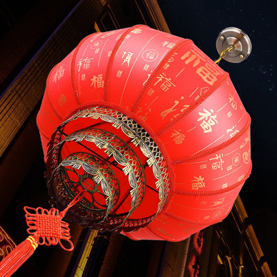 羊皮灯笼圆形户外灯笼防晒中式羊皮灯笼led乔迁阳台走廊装饰灯笼