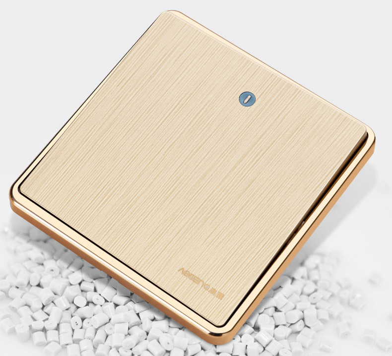 拉丝电镀香槟金 两开单控墙壁开关厂家新款 批发 86 暗装开关