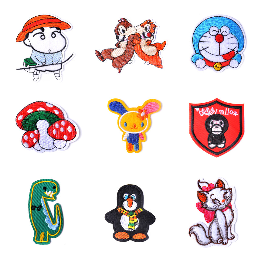 新款卡通刺绣布贴松鼠蜡笔小新电脑绣花服装辅料箱包帽子diy配饰