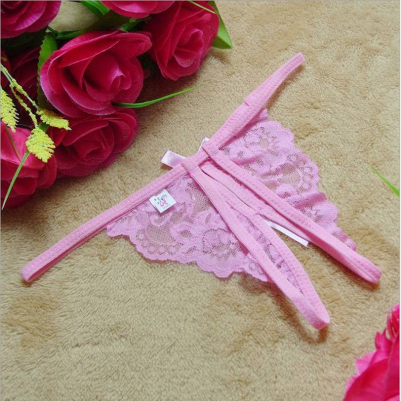 Night Listen Fragrance Manufacturer Sexy Lingerie Women's Underwear Lace Transparent Open Crotch Lace Temptation Three Points T-Shaped Panties Generation Hair