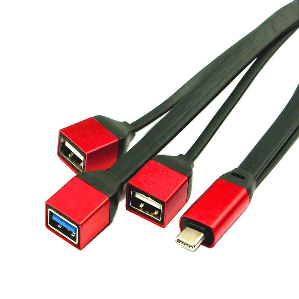 usb type c hub一拖三集线器 otg 同时接u盘鼠标键盘铝合金壳