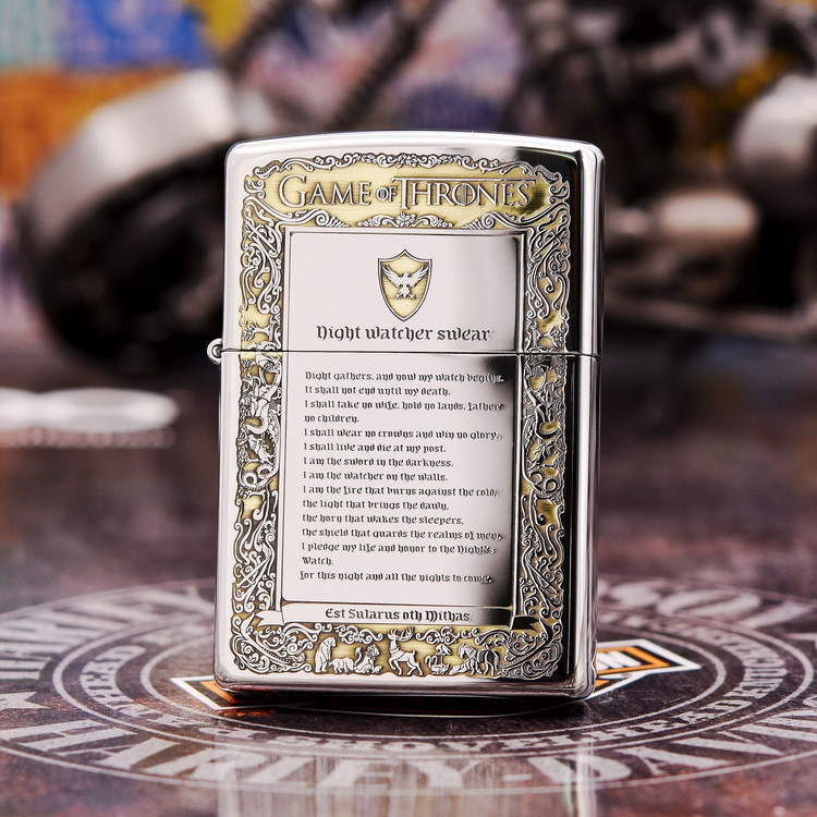 zippo 167 250 双色镀铬精雕 权力游戏 冰与火之歌