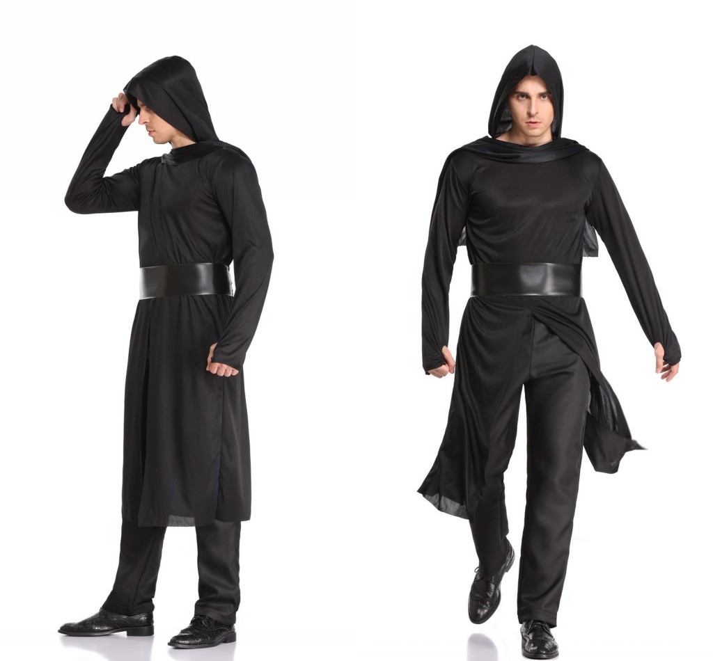 新款万圣节男忍者蒙面勇士装ds角色扮演黑色忍者服cosplay舞台装