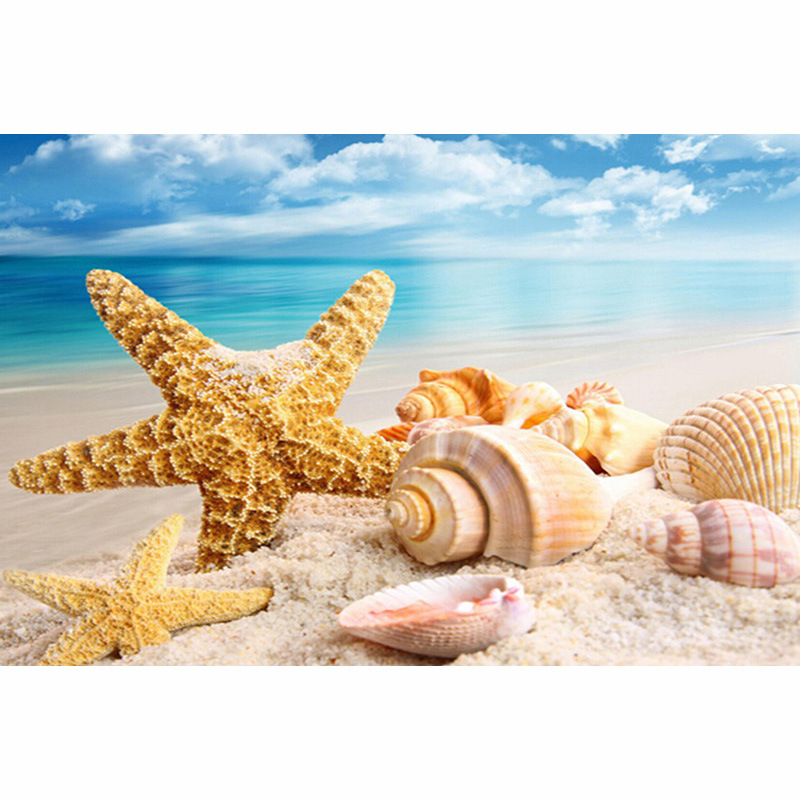 厂家直销沙滩贝壳钻石画满钻外贸爆款速卖通图片定做钻石十字绣