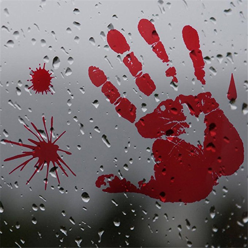 万圣节装饰贴纸玻璃静电窗贴地贴血手印脚印鬼节客厅卧室装饰墙贴
