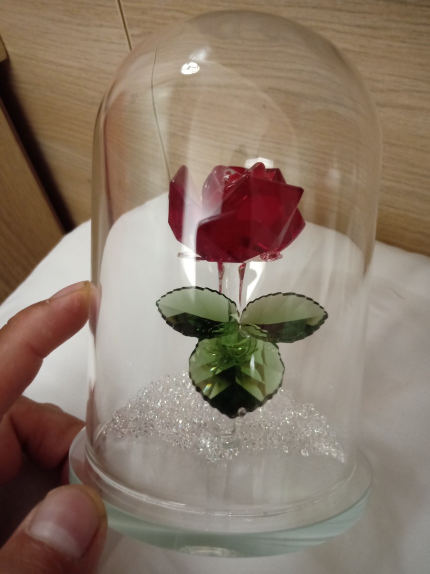 高档水晶艺术品摆件水晶玫瑰花创意情人节礼物