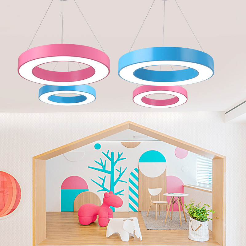 创意圆环led吊灯 男女卧室灯早教室灯游乐场灯卡通儿童幼儿园灯具
