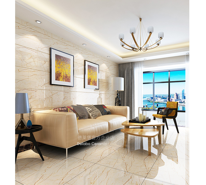 大理石客厅瓷砖800 防滑耐磨通体负离子 净化空气 索菲特金