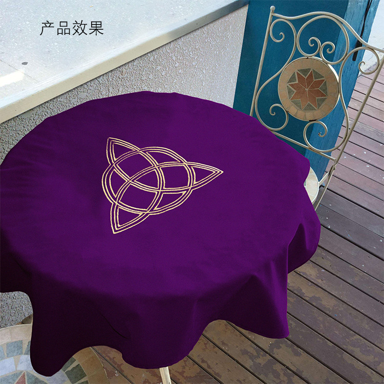 塔罗牌占卜桌布太阳五芒星三女神天鹅绒加厚绒布桌游配件600*600