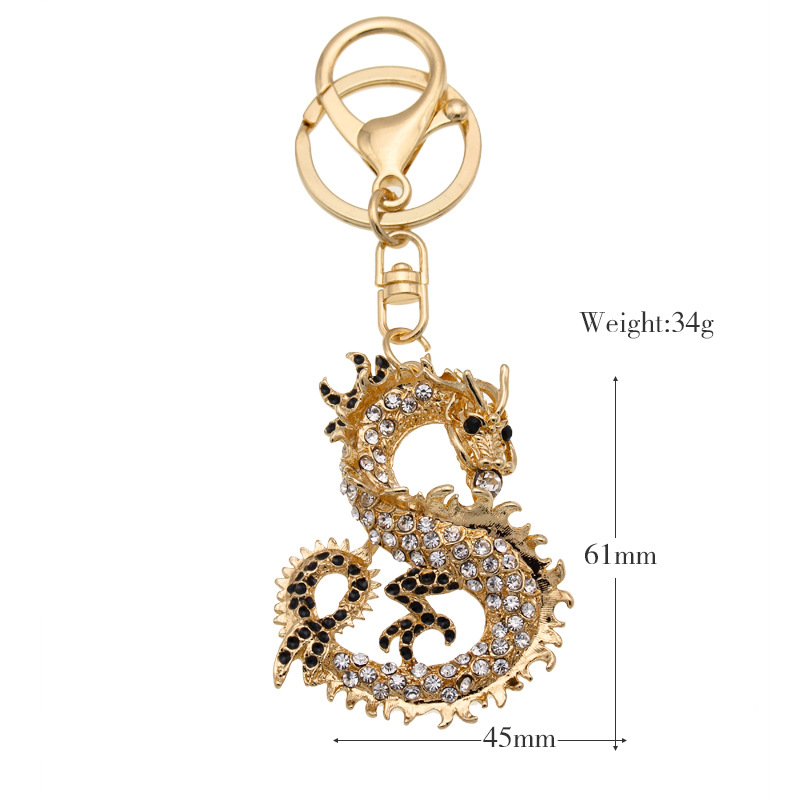 Korean Creative 3D Three-Dimensional Zodiac Diamond Dragon Keychain Men and Women's Pendants Gift Birthday Gift