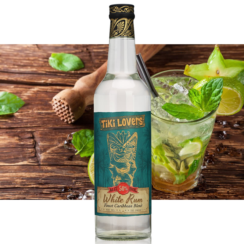 进口洋酒tiki lovers white rum提基白朗姆酒 鸡尾酒调酒基酒烘焙