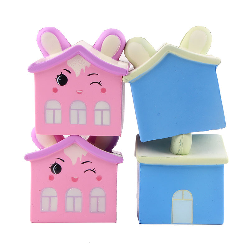 pu仿真慢回弹小熊房子 squishy慢回弹解压玩具耳朵房子厂家批发