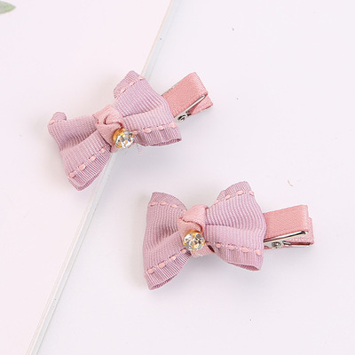 蝴蝶结带钻可爱公主儿童发夹 女士时尚简约发夹发卡精美头饰发饰