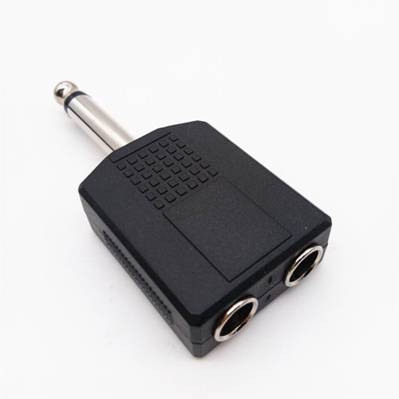 5一分二 6.35mm头单声道音频转接头 6.5公头转双6.5母头