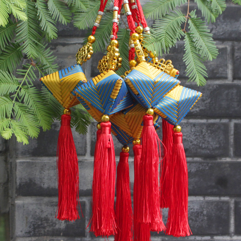 2018新款大号手工粽子串端午节挂件挂饰五彩绳香包囊空袋端午礼品