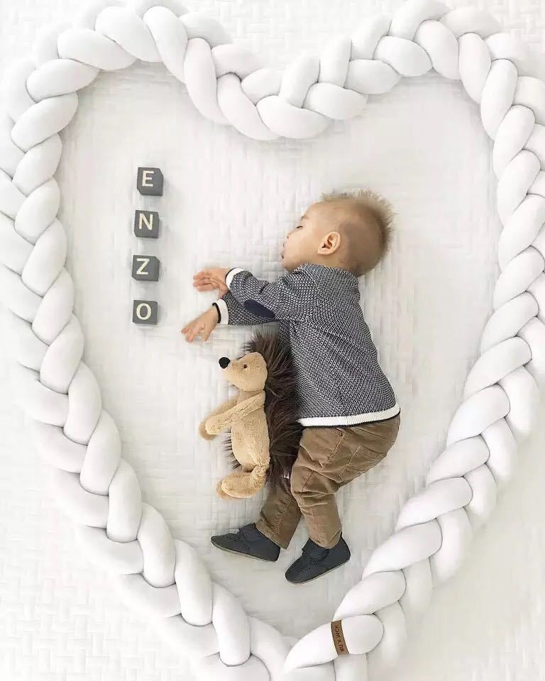 Danish Woven Color Strip Knotted Ball Creative Nordic Children's Bed Fence 3-Strand Twist Braid Ins Pop Decoration
