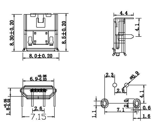 加长式usb micro接口.micro母座