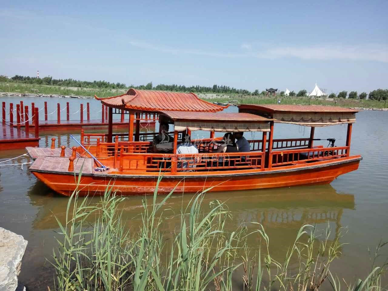 苏航定制10米电动画舫船景区旅游观光画舫船木质水上餐厅船