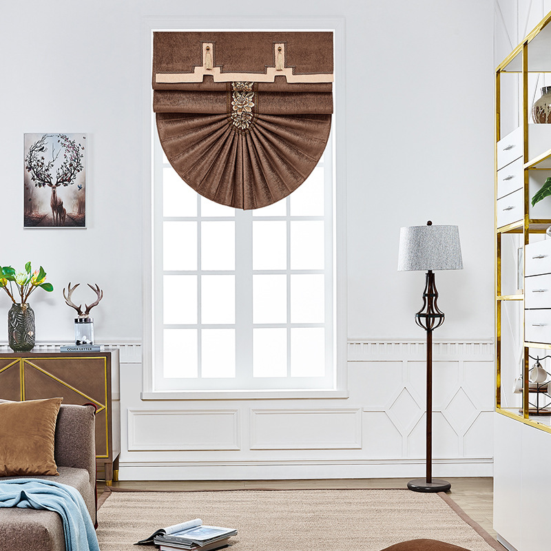 遮光美式扇形客厅罗马帘