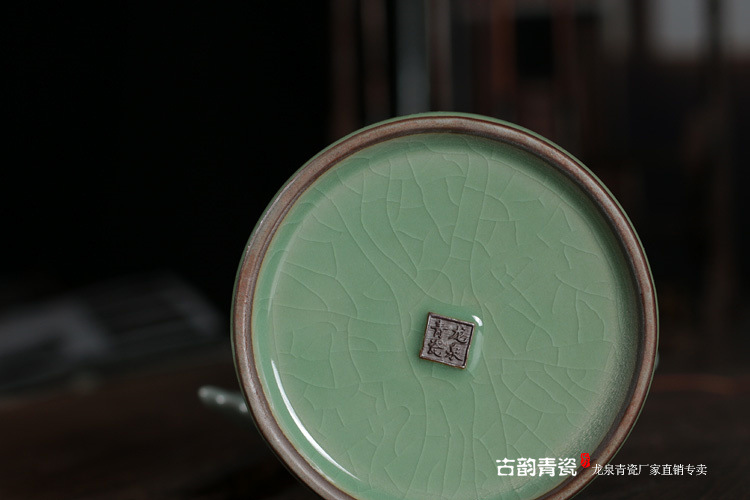 龙泉青瓷笔筒文房四宝文具用品陶瓷办公室用品水笔筒圆形毛笔筒