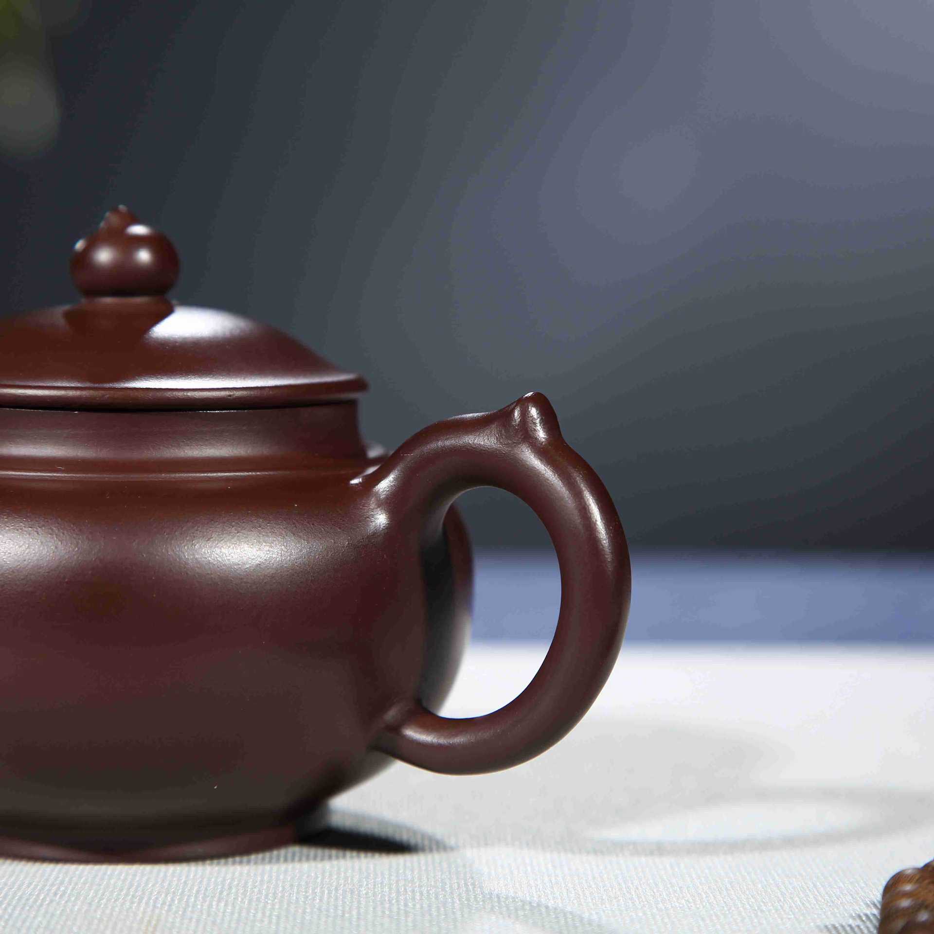 笑樱壶 宜兴紫砂壶名家全手工原矿原矿紫朱泥约260ml茶壶茶具代发