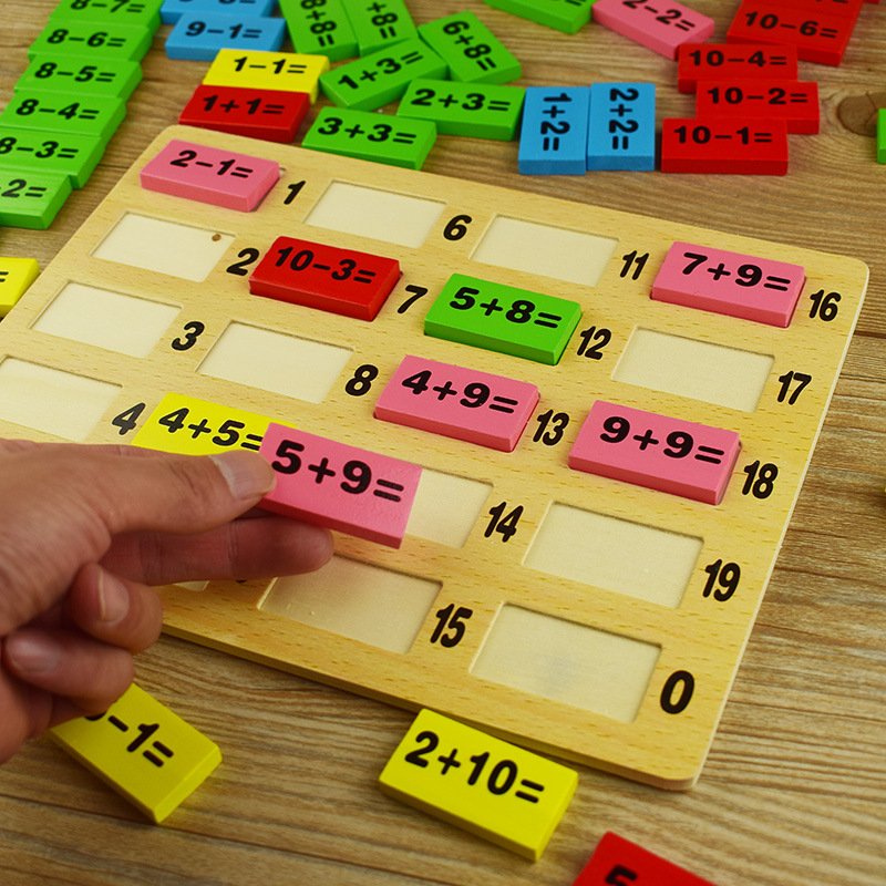 厂家儿童玩具数字运算教数学多米诺骨牌木制积木早教益智玩具批发
