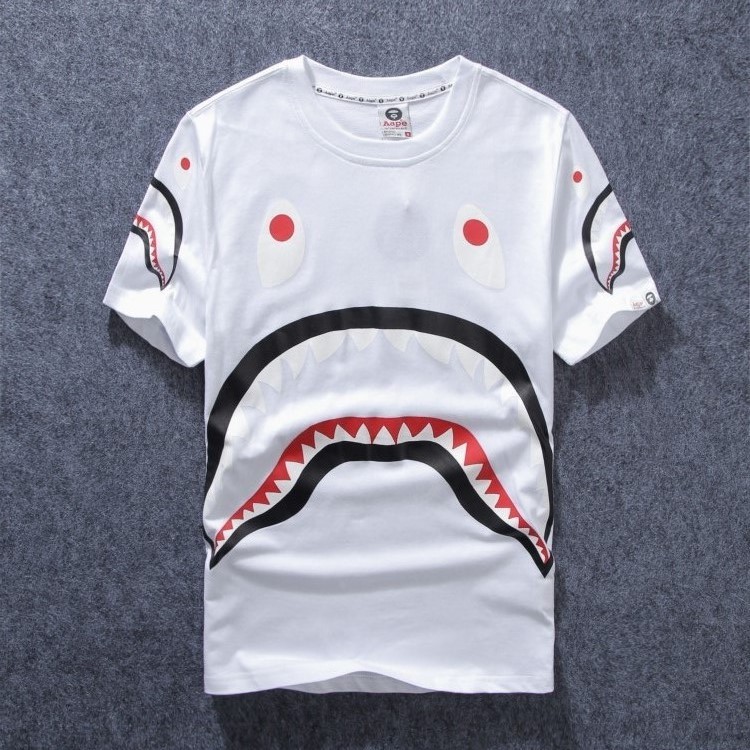 2019夏季新款外贸鲨鱼青少年棉质t恤男士休闲圆领短袖男装