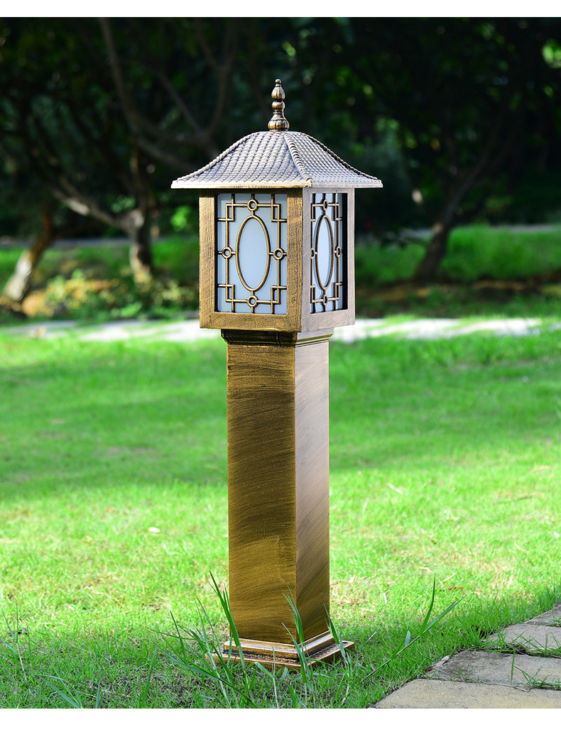 led太阳能草坪灯方形欧式复古草坪景观灯别墅花园灯仿古铜非标订